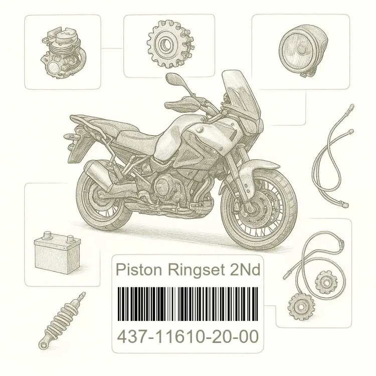 437-11610-20-00 Piston Ringset 2Nd, Yamaha Номер детали 437-11610-20-00, 437116102000, 437-11610-20, 4371161020, 437 11610 20