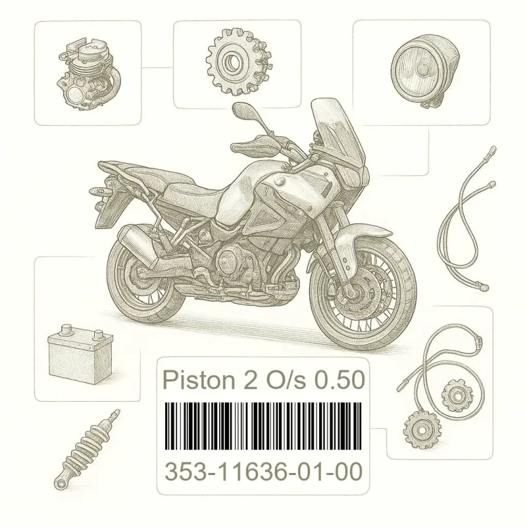 353-11636-01-00 Piston 2 O/s 0.50, Yamaha Номер детали 353-11636-01-00, 353116360100, 353-11636-01, 3531163601, 353 11636 01
