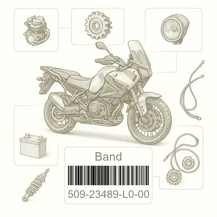 509-23489-L0-00 Band, Yamaha Номер детали 509-23489-L0-00, 50923489L000, 509-23489-L0, 50923489L0, 509 23489 L0