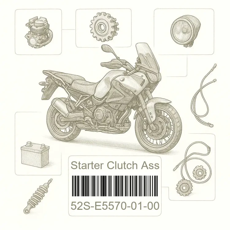 52S-E5570-01-00 Starter Clutch Ass, Yamaha Номер детали 52S-E5570-01-00, 52SE55700100, 52S-E5570-01, 52SE557001, 52S E5570 01