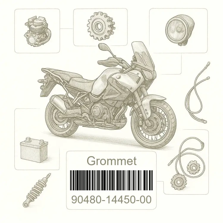 90480-14450-00 Grommet, Yamaha Номер детали 90480-14450-00, 904801445000, 90480-14450, 9048014450, 90480 14450