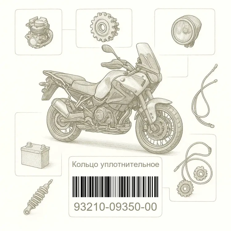 93210-09350-00 Кольцо уплотнительное, Yamaha Номер детали 93210-09350-00, 932100935000, 93210-09350, 9321009350, 93210 09350