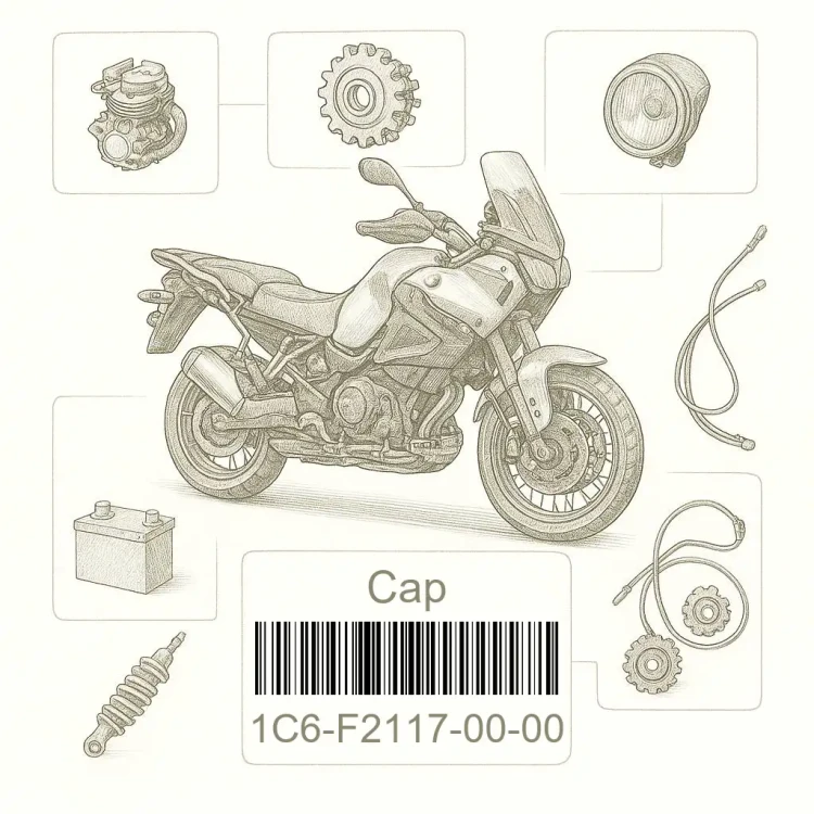 1C6-F2117-00-00 Cap, Yamaha Номер детали 1C6-F2117-00-00, 1C6F21170000, 1C6-F2117-00, 1C6F211700, 1C6 F2117 00
