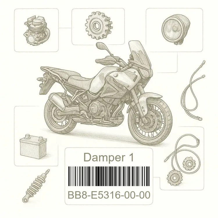 BB8-E5316-00-00 Damper 1, Yamaha Номер детали BB8-E5316-00-00, BB8E53160000, BB8-E5316-00, BB8E531600, BB8 E5316 00
