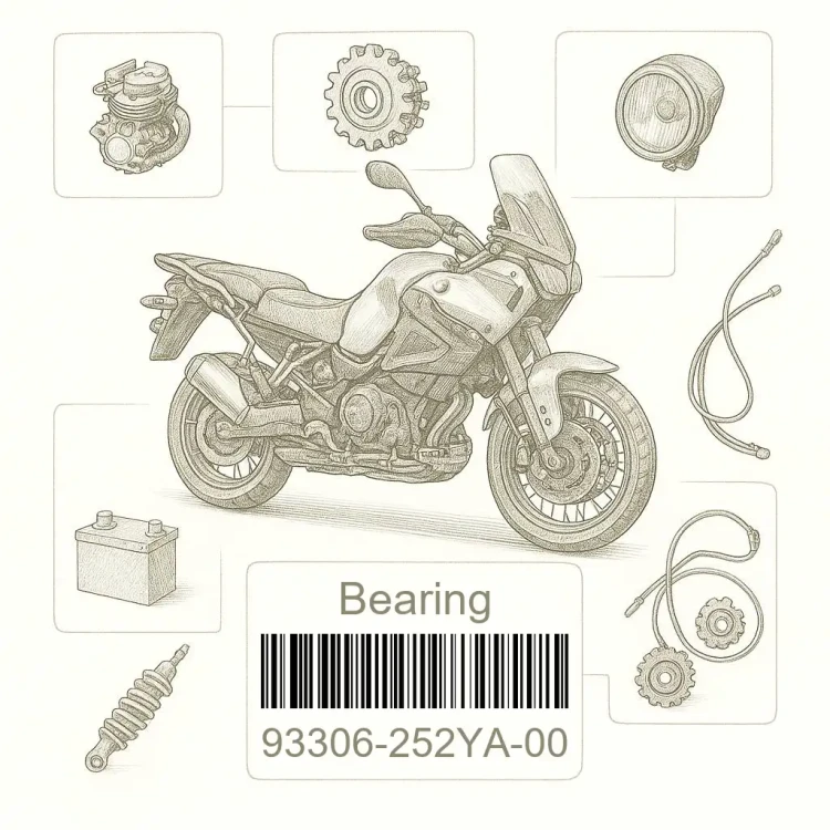 93306-252YA-00 Bearing, Yamaha Номер детали 93306-252YA-00, 93306252YA00, 93306-252YA, 93306252YA, 93306 252YA