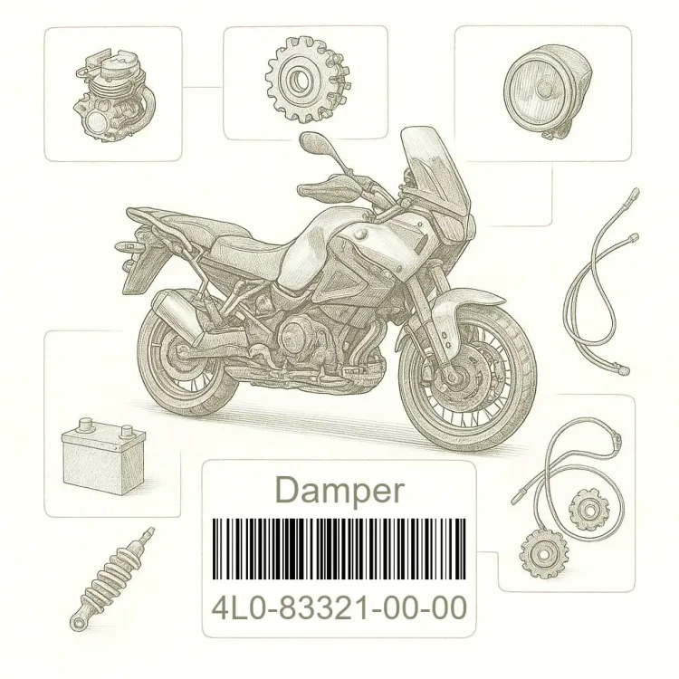 4L0-83321-00-00 Damper, Flasher 1, Yamaha Номер детали 4L0-83321-00-00, 4L0833210000, 4L0-83321-00, 4L08332100, 4L0 83321 00