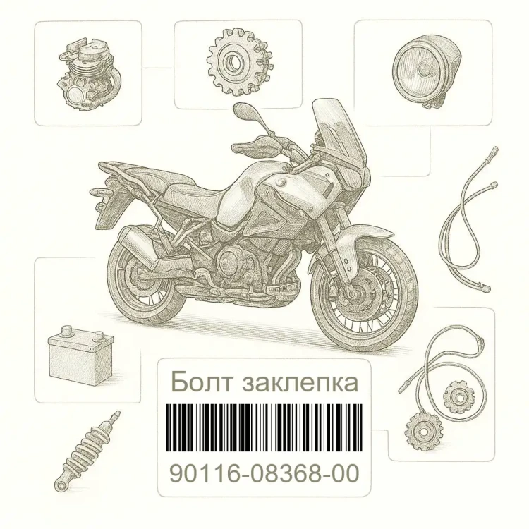 90116-08368-00 Болт заклепка, Yamaha Номер детали 90116-08368-00, 901160836800, 90116-08368, 9011608368, 90116 08368