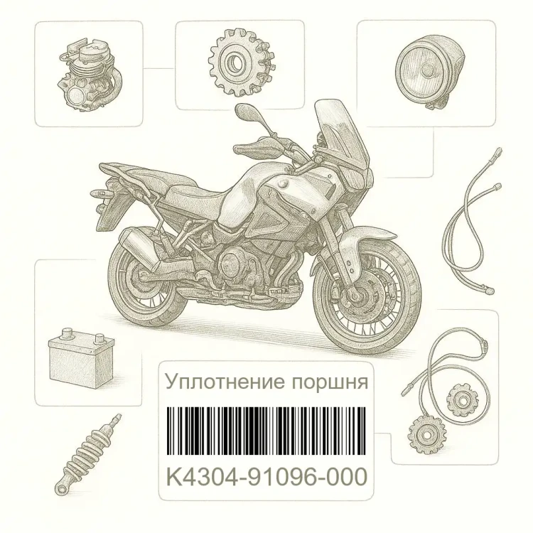 K4304-91096-000 Уплотнение поршня, Suzuki Номер детали K4304-91096-000, K430491096000, K4304-91096, K430491096, K4304 91096