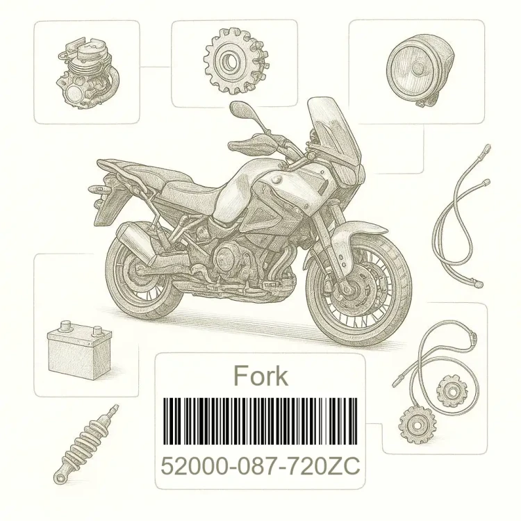 52000-087-720ZC Fork,rr.*r-8*, Honda Номер детали 52000-087-720ZC, 52000087720ZC