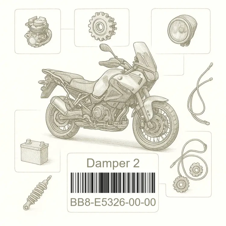 BB8-E5326-00-00 Damper 2, Yamaha Номер детали BB8-E5326-00-00, BB8E53260000, BB8-E5326-00, BB8E532600, BB8 E5326 00