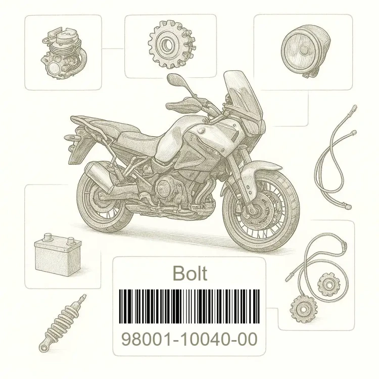 98001-10040-00 Bolt, Yamaha Номер детали 98001-10040-00, 980011004000, 98001-10040, 9800110040, 98001 10040