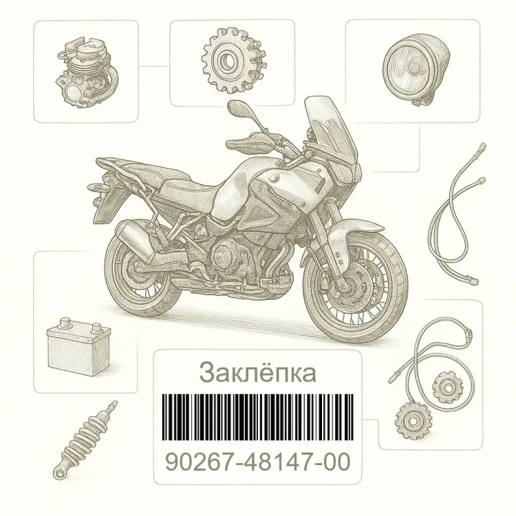 90267-48147-00 Заклёпка, Yamaha Номер детали 90267-48147-00, 902674814700, 90267-48147, 9026748147, 90267 48147