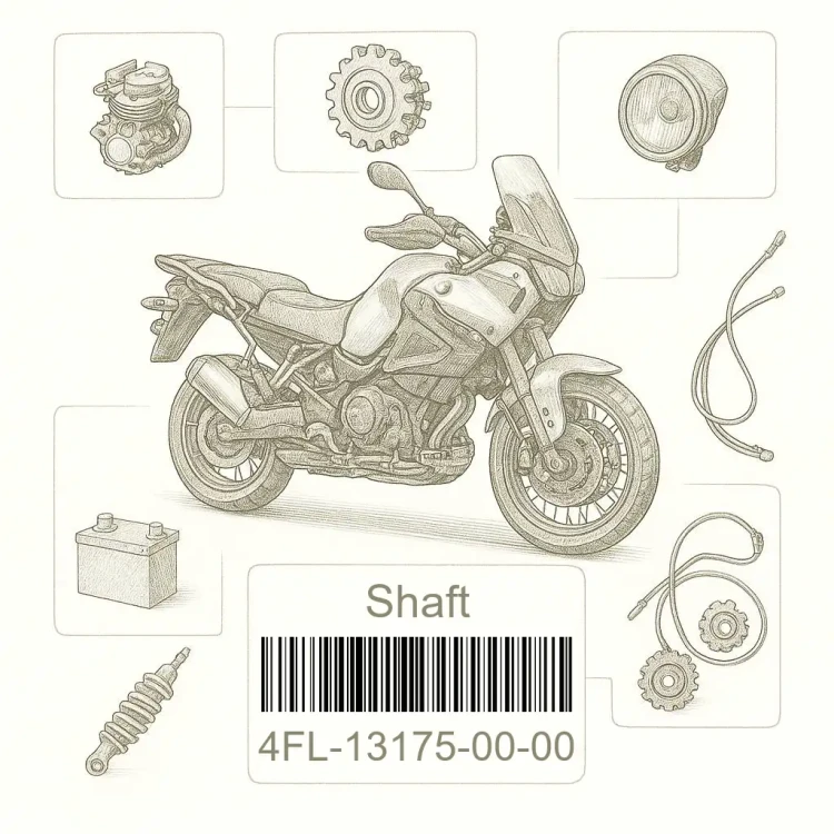 4FL-13175-00-00 Shaft, Worm, Yamaha Номер детали 4FL-13175-00-00, 4FL131750000, 4FL-13175-00, 4FL1317500, 4FL 13175 00