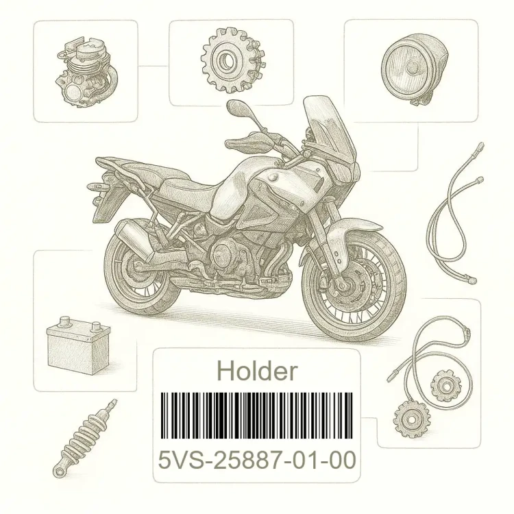 5VS-25887-01-00 Holder, Brake Hose, Yamaha Номер детали 5VS-25887-01-00, 5VS258870100, 5VS-25887-01, 5VS2588701, 5VS 25887 01