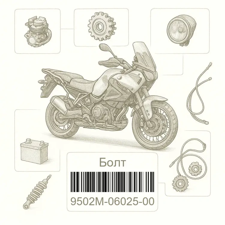 9502M-06025-00 Болт, Yamaha Номер детали 9502M-06025-00, 9502M0602500, 9502M-06025, 9502M06025, 9502M 06025
