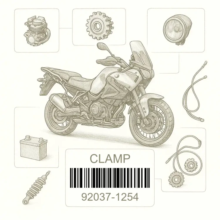 92037-1254 CLAMP, Kawasaki Номер детали 92037-1254, 920371254