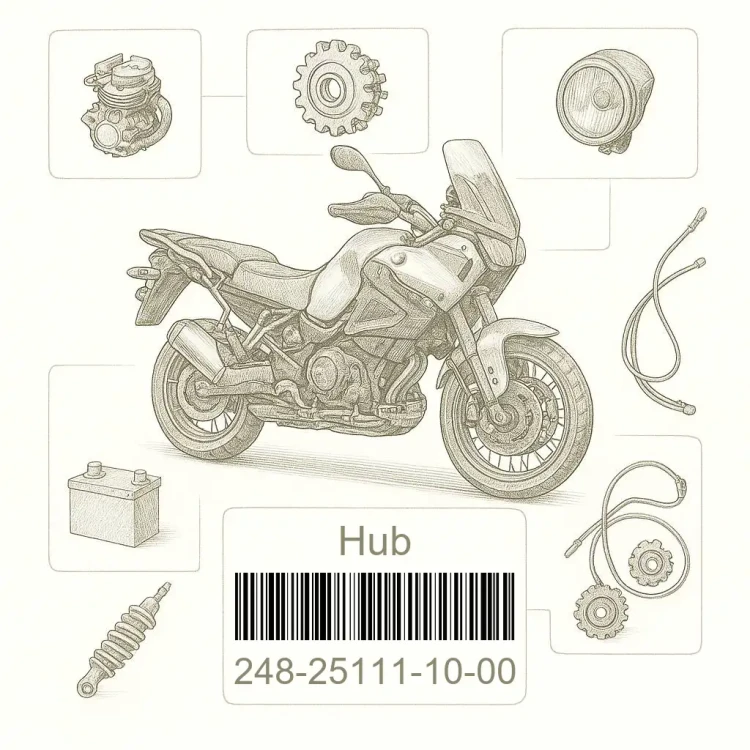 248-25111-10-00 Hub, Front, Yamaha Номер детали 248-25111-10-00, 248251111000, 248-25111-10, 2482511110, 248 25111 10