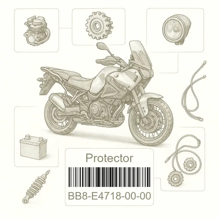 BB8-E4718-00-00 Protector, Muffler 1, Yamaha Номер детали BB8-E4718-00-00, BB8E47180000, BB8-E4718-00, BB8E471800, BB8 E4718 00