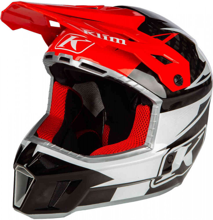 Мотошлем для мотокросса и эндуро Klim F3 Carbon Pro Красный/Черный/Белый 3564-000-120-004