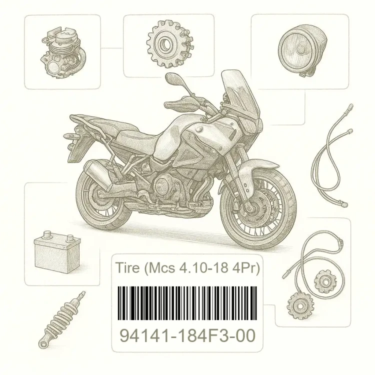 94141-184F3-00 Tire (Mcs 4.10-18 4Pr), Yamaha Номер детали 94141-184F3-00, 94141184F300, 94141-184F3, 94141184F3, 94141 184F3