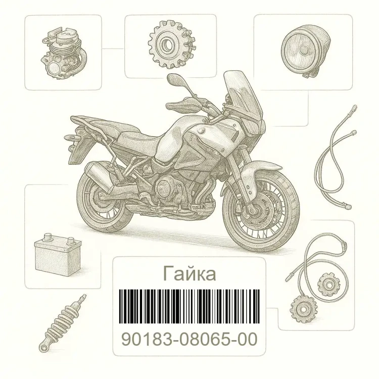 90183-08065-00 Гайка, Yamaha Номер детали 90183-08065-00, 901830806500, 90183-08065, 9018308065, 90183 08065