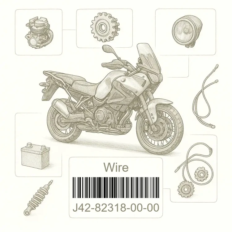 J42-82318-00-00 Wire, Sub-Lead, Yamaha Номер детали J42-82318-00-00, J42823180000, J42-82318-00, J428231800, J42 82318 00