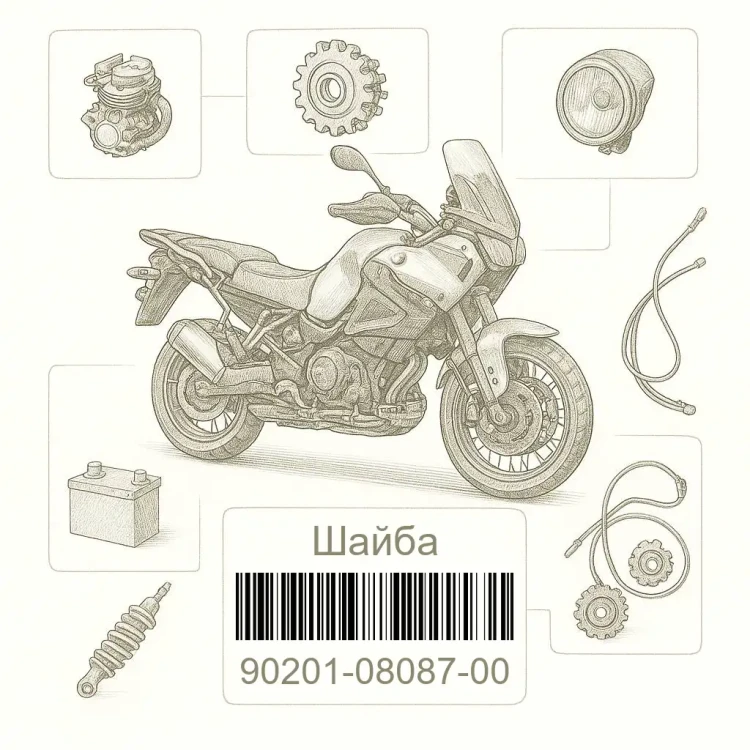 90201-08087-00 Шайба, Yamaha Номер детали 90201-08087-00, 902010808700, 90201-08087, 9020108087, 90201 08087