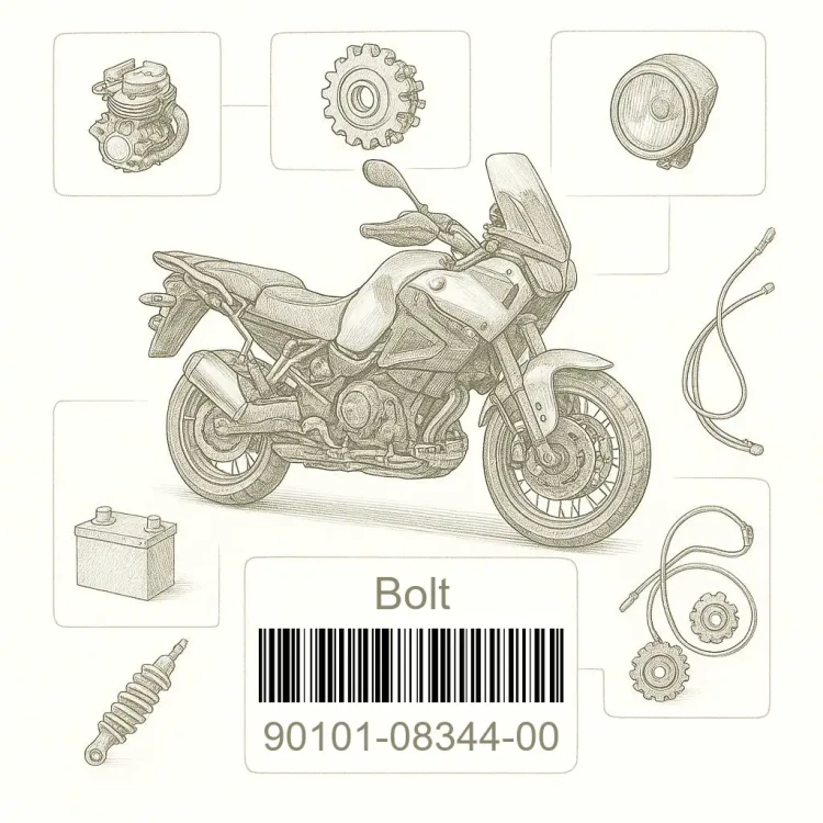 90101-08344-00 Bolt, Yamaha Номер детали 90101-08344-00, 901010834400, 90101-08344, 9010108344, 90101 08344