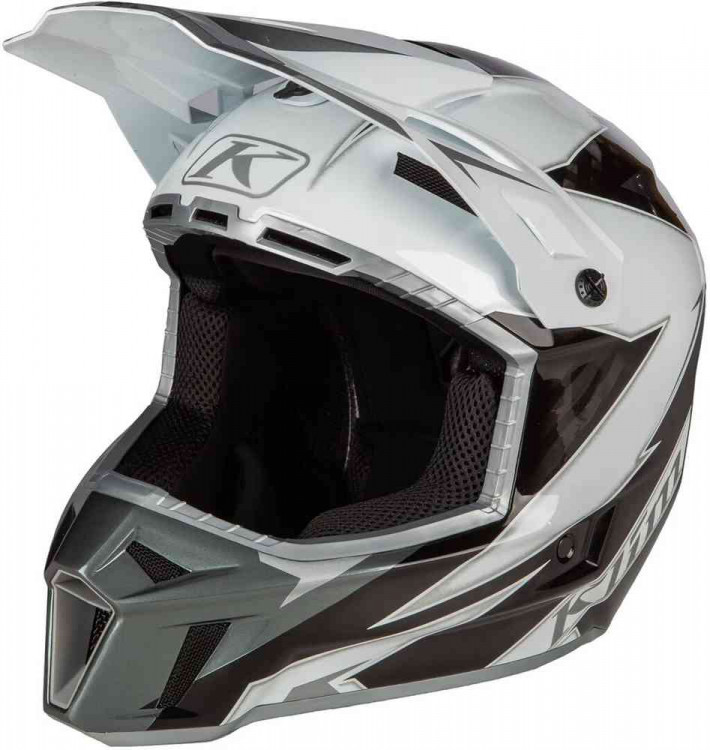 Мотошлем для мотокросса и эндуро Klim F3 Lighting Carbon Белый/Серый 3707-001-170-006