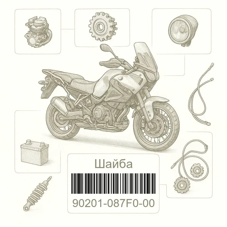 90201-087F0-00 Шайба, Yamaha Номер детали 90201-087F0-00, 90201087F000, 90201-087F0, 90201087F0, 90201 087F0
